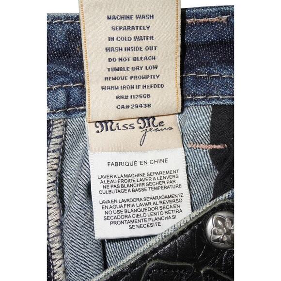 Miss Me Ankle Skinny Jeans Sz 27 – Crystal Embellished Bling Pockets Y2K - Picture 6 of 9